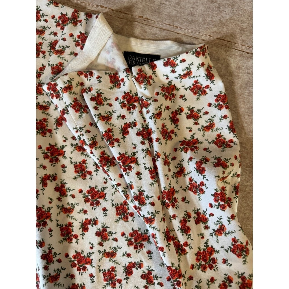Danielle Bernstein Midi Skirt‎ Women XL White Red Floral Slit NWT Romantic Flowy - Picture 8 of 8